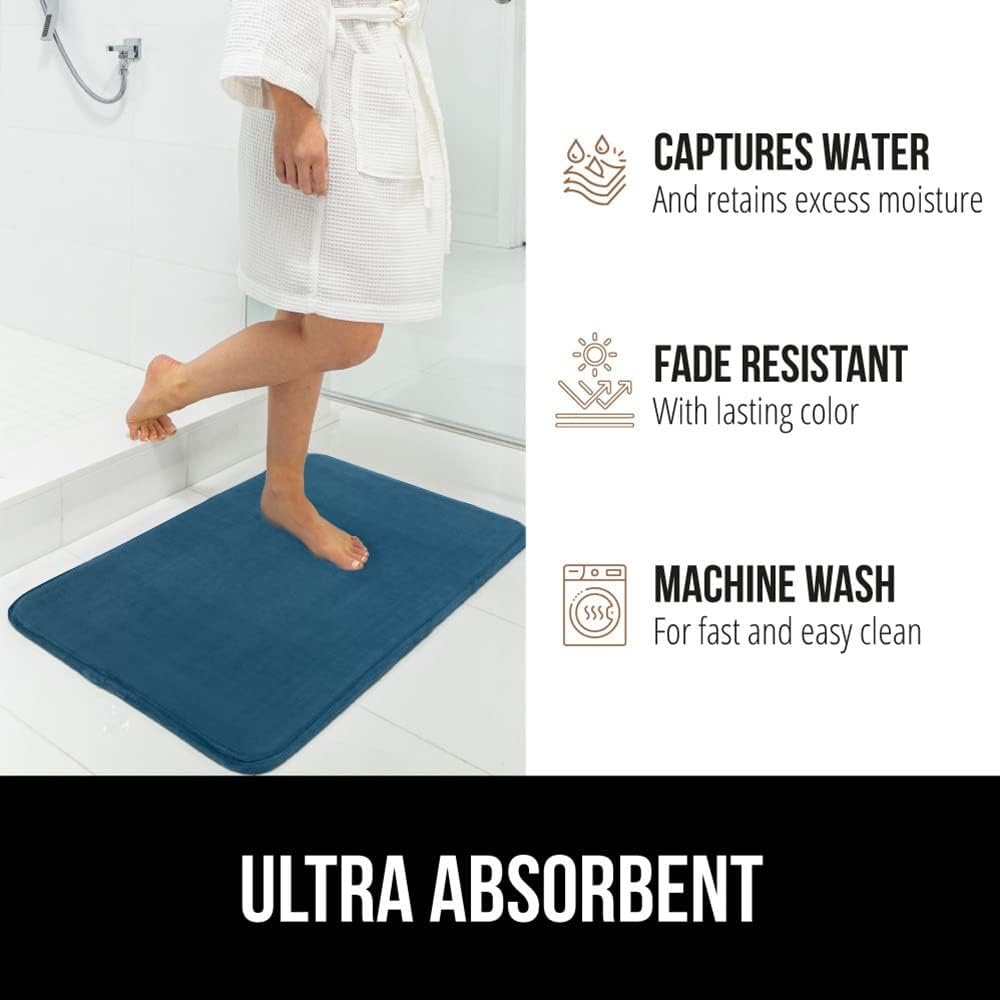 image:imageGORILLA GRIP Thick Memory Foam Toilet Rug for Bathroom U Shaped Washable Soft Absorbent Velvet Topside Floor Mats Machine Wash Cushioned Luxury Rugs for Bath Room 225x195 Graphite GrayBlue