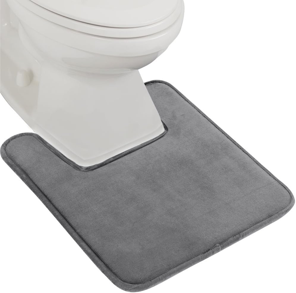 image:imageGORILLA GRIP Thick Memory Foam Toilet Rug for Bathroom U Shaped Washable Soft Absorbent Velvet Topside Floor Mats Machine Wash Cushioned Luxury Rugs for Bath Room 225x195 Graphite GrayGraphite Gray