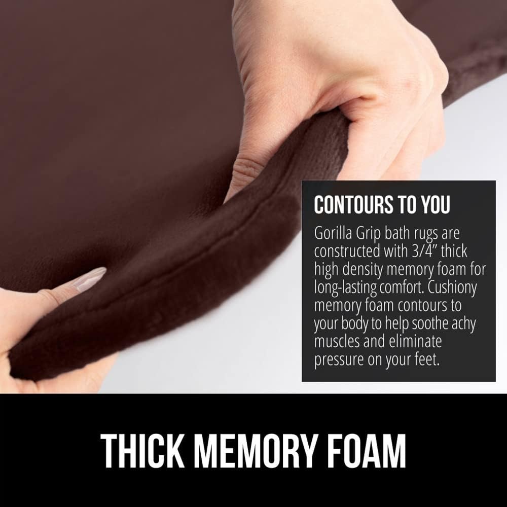 image:imageGORILLA GRIP Thick Memory Foam Toilet Rug for Bathroom U Shaped Washable Soft Absorbent Velvet Topside Floor Mats Machine Wash Cushioned Luxury Rugs for Bath Room 225x195 Graphite GrayBrown