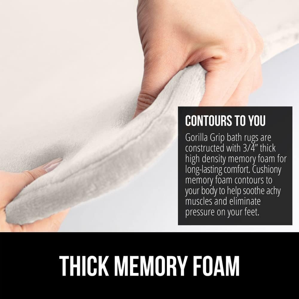 image:imageGORILLA GRIP Thick Memory Foam Toilet Rug for Bathroom U Shaped Washable Soft Absorbent Velvet Topside Floor Mats Machine Wash Cushioned Luxury Rugs for Bath Room 225x195 Graphite GrayCream