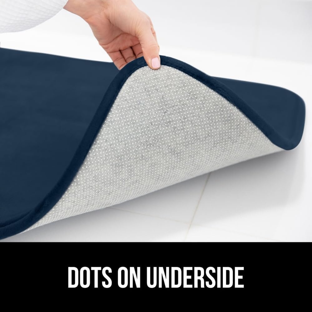 image:imageGORILLA GRIP Thick Memory Foam Toilet Rug for Bathroom U Shaped Washable Soft Absorbent Velvet Topside Floor Mats Machine Wash Cushioned Luxury Rugs for Bath Room 225x195 Graphite GrayNavy
