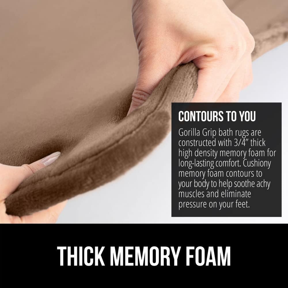 image:imageGORILLA GRIP Thick Memory Foam Toilet Rug for Bathroom U Shaped Washable Soft Absorbent Velvet Topside Floor Mats Machine Wash Cushioned Luxury Rugs for Bath Room 225x195 Graphite GrayTaupe