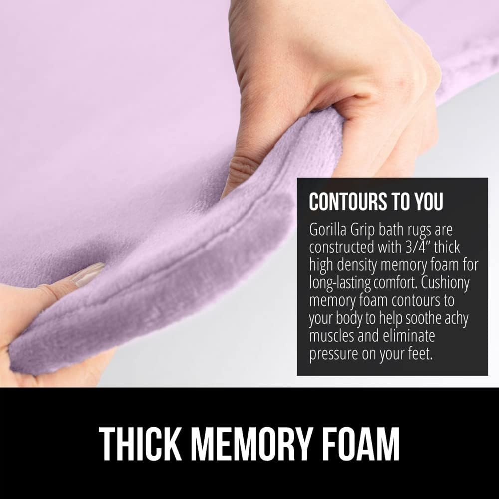 image:imageGORILLA GRIP Thick Memory Foam Toilet Rug for Bathroom U Shaped Washable Soft Absorbent Velvet Topside Floor Mats Machine Wash Cushioned Luxury Rugs for Bath Room 225x195 Graphite GraySoft Purple