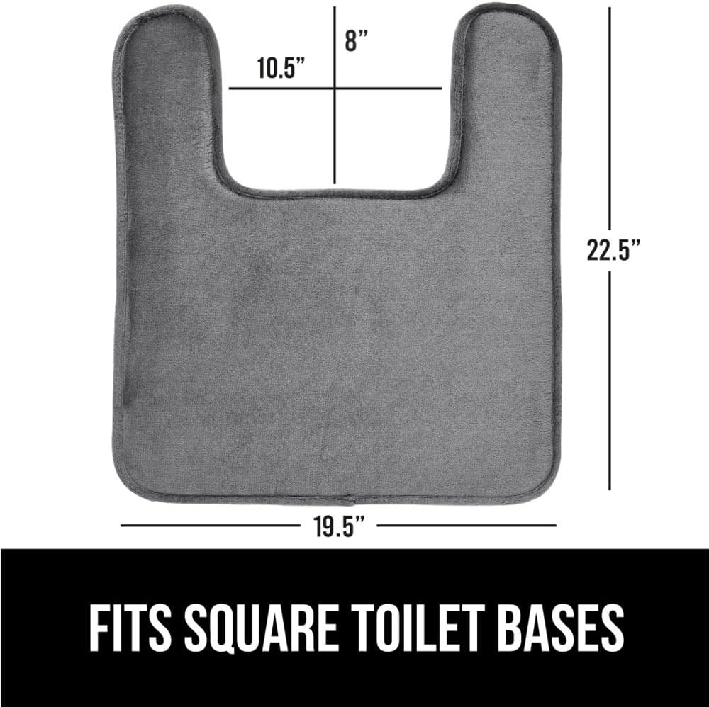 image:imageGORILLA GRIP Thick Memory Foam Toilet Rug for Bathroom U Shaped Washable Soft Absorbent Velvet Topside Floor Mats Machine Wash Cushioned Luxury Rugs for Bath Room 225x195 Graphite GrayGraphite Gray