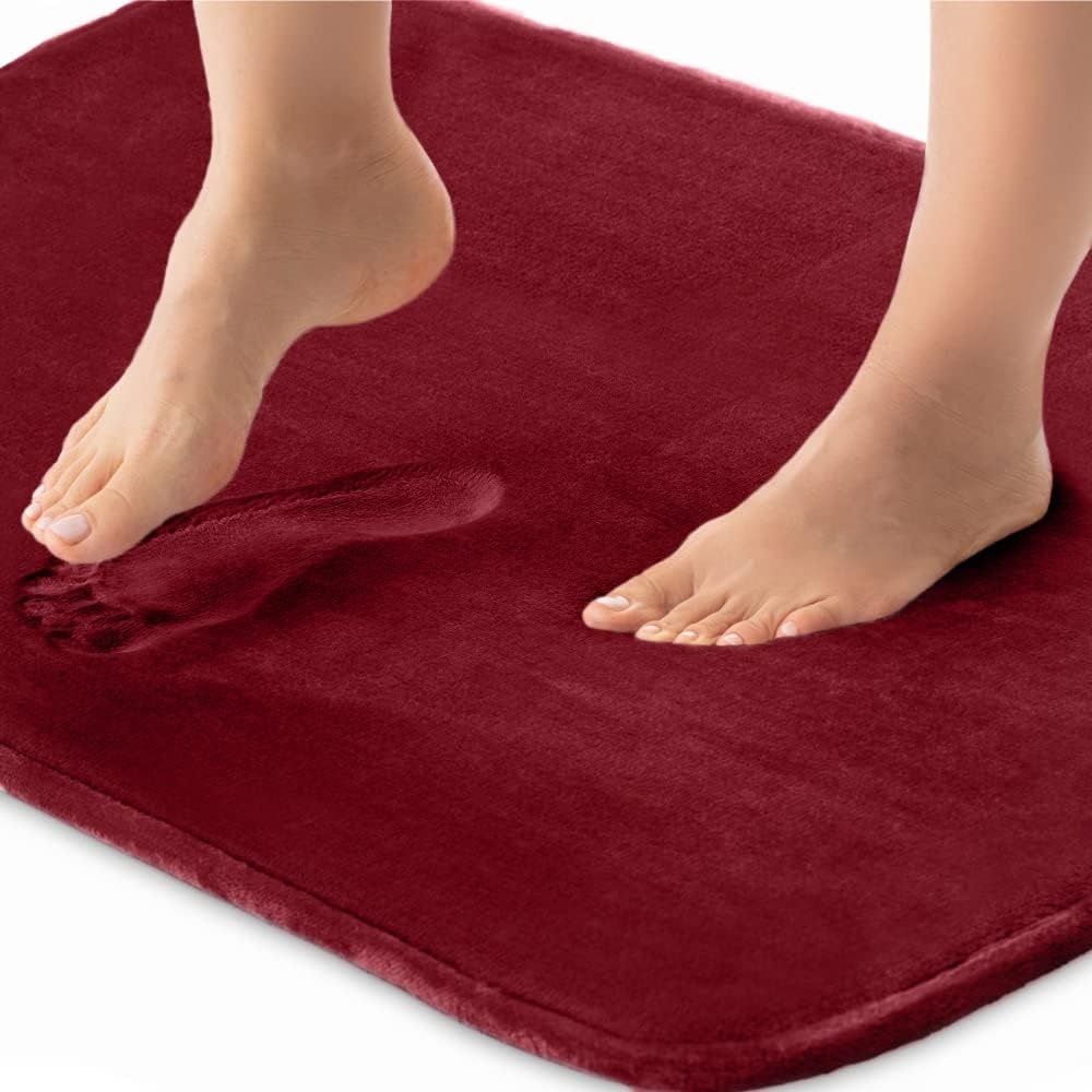 image:imageGORILLA GRIP Thick Memory Foam Toilet Rug for Bathroom U Shaped Washable Soft Absorbent Velvet Topside Floor Mats Machine Wash Cushioned Luxury Rugs for Bath Room 225x195 Graphite GrayBurgundy