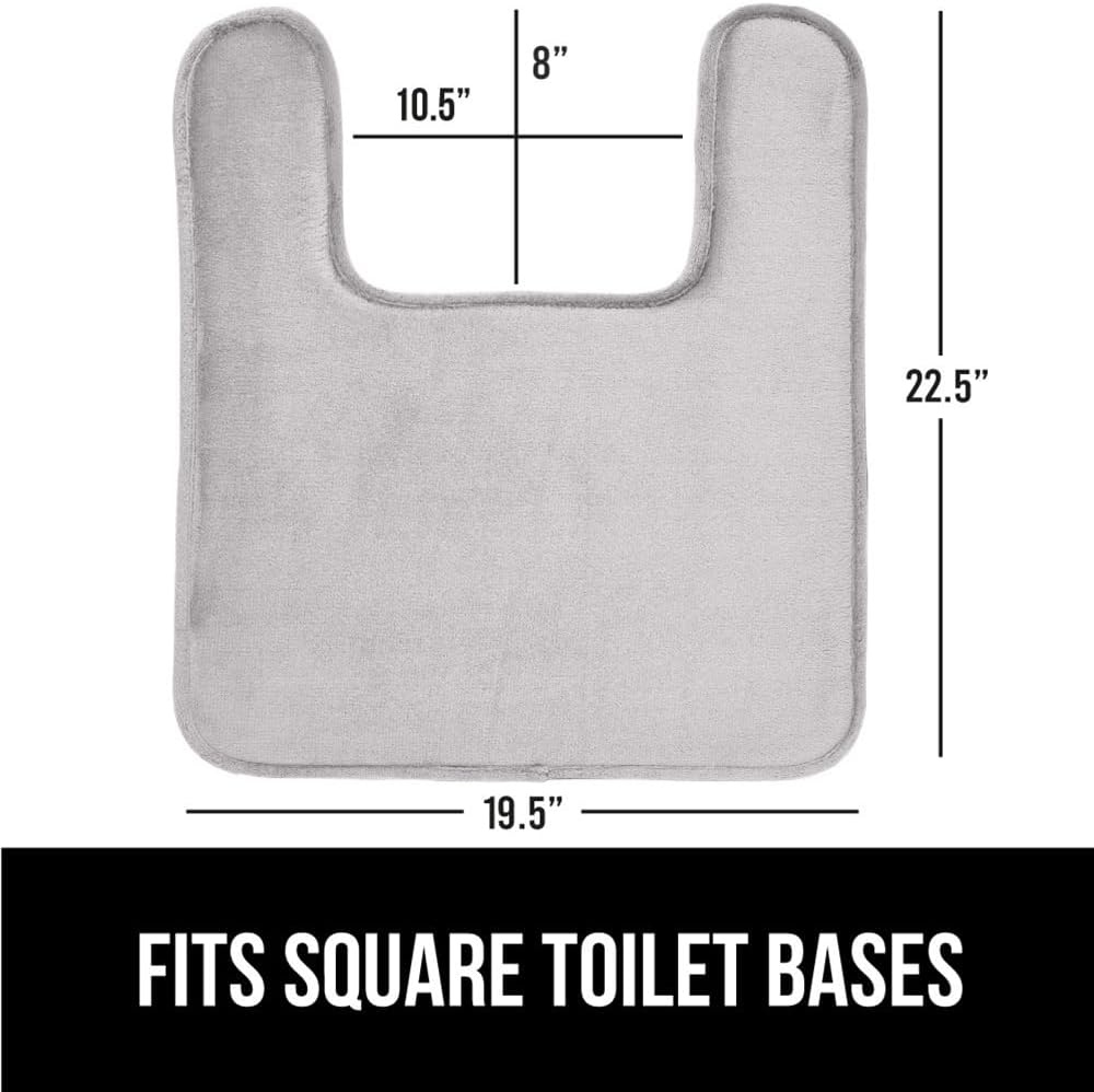 image:imageGORILLA GRIP Thick Memory Foam Toilet Rug for Bathroom U Shaped Washable Soft Absorbent Velvet Topside Floor Mats Machine Wash Cushioned Luxury Rugs for Bath Room 225x195 Graphite GrayLight Gray