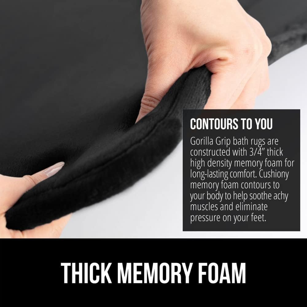 image:imageGORILLA GRIP Thick Memory Foam Toilet Rug for Bathroom U Shaped Washable Soft Absorbent Velvet Topside Floor Mats Machine Wash Cushioned Luxury Rugs for Bath Room 225x195 Graphite GrayBlack