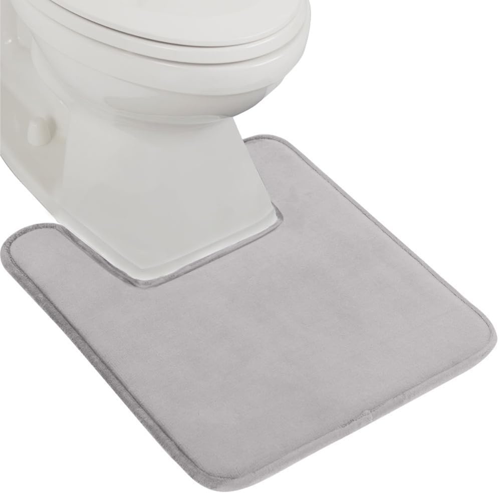 image:imageGORILLA GRIP Thick Memory Foam Toilet Rug for Bathroom U Shaped Washable Soft Absorbent Velvet Topside Floor Mats Machine Wash Cushioned Luxury Rugs for Bath Room 225x195 Graphite GrayLight Gray