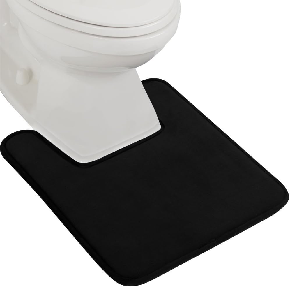 image:imageGORILLA GRIP Thick Memory Foam Toilet Rug for Bathroom U Shaped Washable Soft Absorbent Velvet Topside Floor Mats Machine Wash Cushioned Luxury Rugs for Bath Room 225x195 Graphite GrayBlack