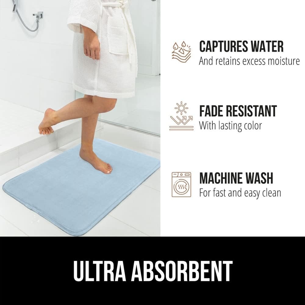 image:imageGORILLA GRIP Thick Memory Foam Toilet Rug for Bathroom U Shaped Washable Soft Absorbent Velvet Topside Floor Mats Machine Wash Cushioned Luxury Rugs for Bath Room 225x195 Graphite GrayLight Blue