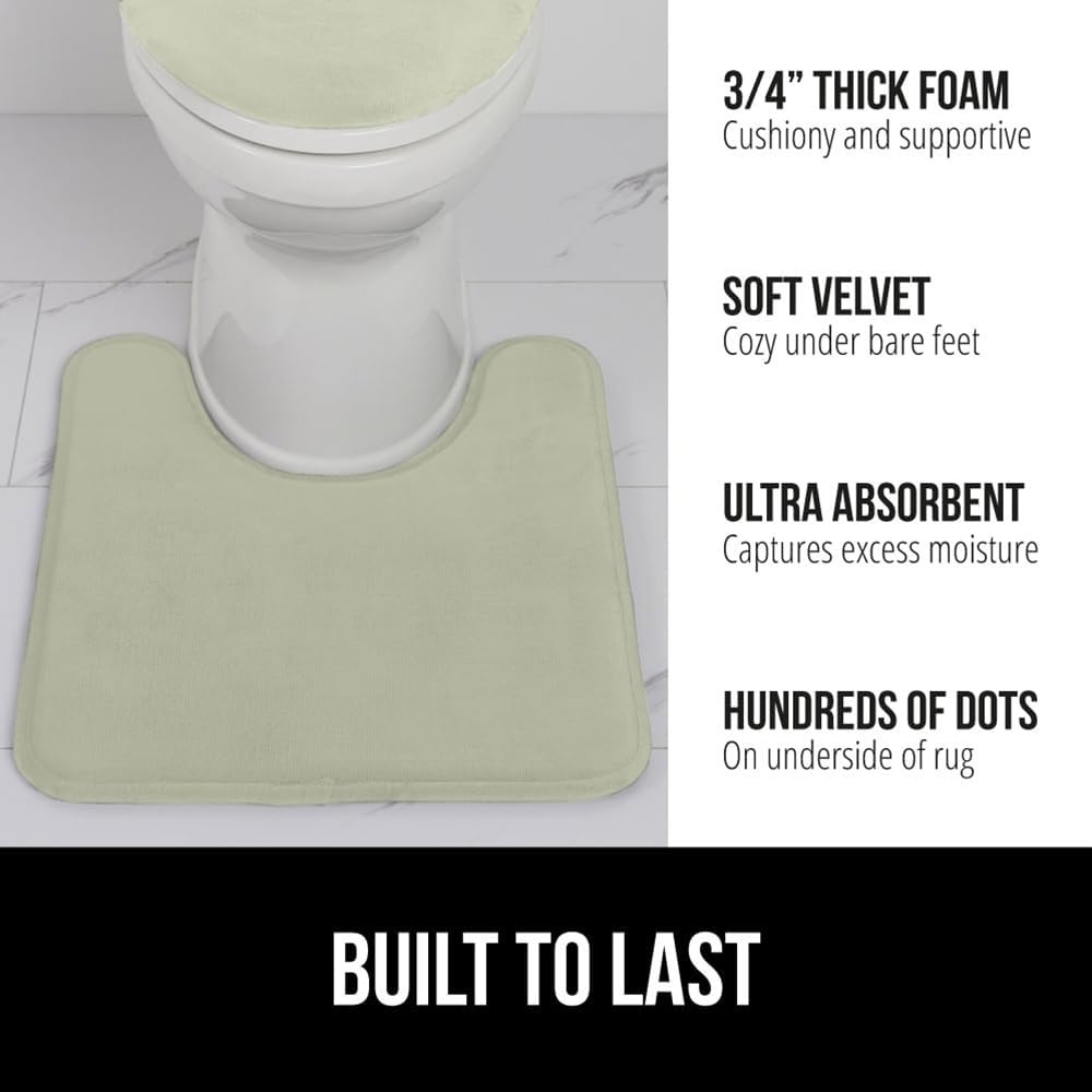 image:imageGORILLA GRIP Thick Memory Foam Toilet Rug for Bathroom U Shaped Washable Soft Absorbent Velvet Topside Floor Mats Machine Wash Cushioned Luxury Rugs for Bath Room 225x195 Graphite GraySage
