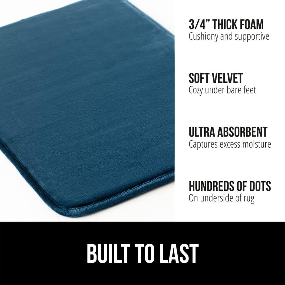 image:imageGORILLA GRIP Thick Memory Foam Toilet Rug for Bathroom U Shaped Washable Soft Absorbent Velvet Topside Floor Mats Machine Wash Cushioned Luxury Rugs for Bath Room 225x195 Graphite GrayBlue