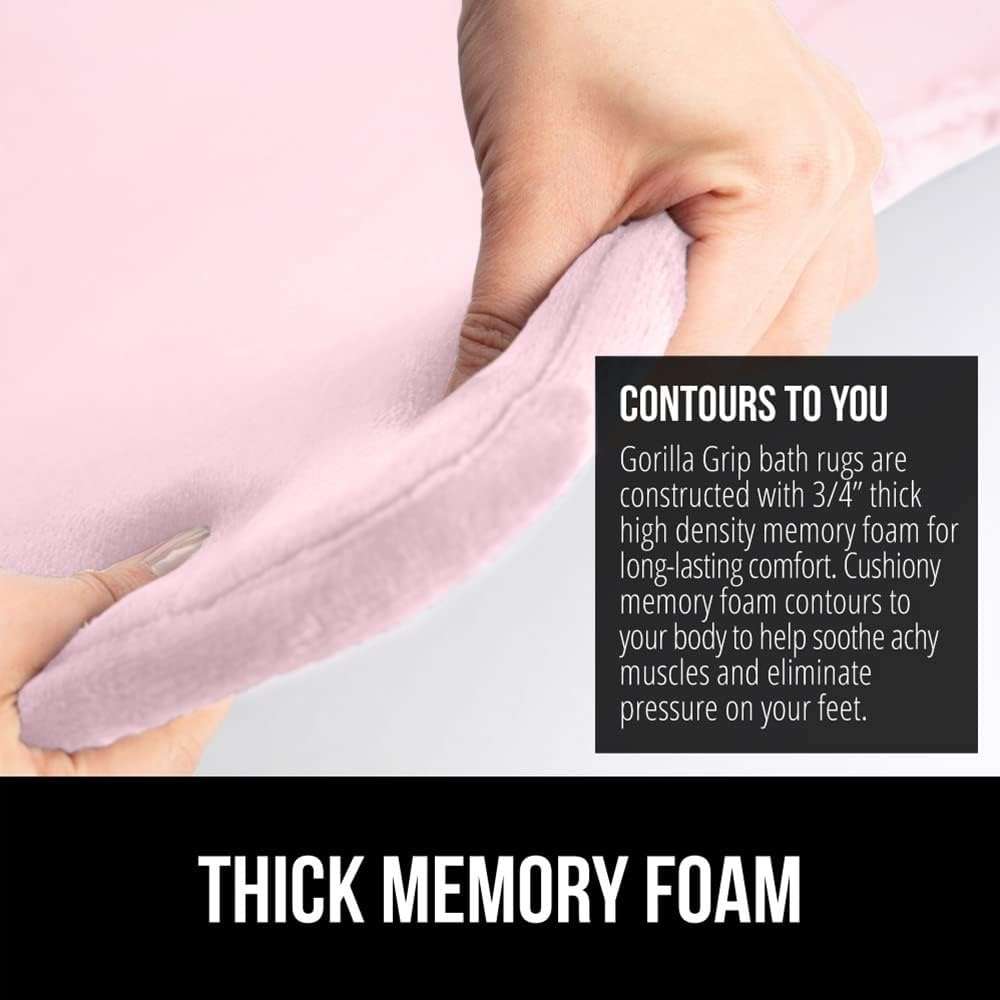 image:imageGORILLA GRIP Thick Memory Foam Toilet Rug for Bathroom U Shaped Washable Soft Absorbent Velvet Topside Floor Mats Machine Wash Cushioned Luxury Rugs for Bath Room 225x195 Graphite GrayPink