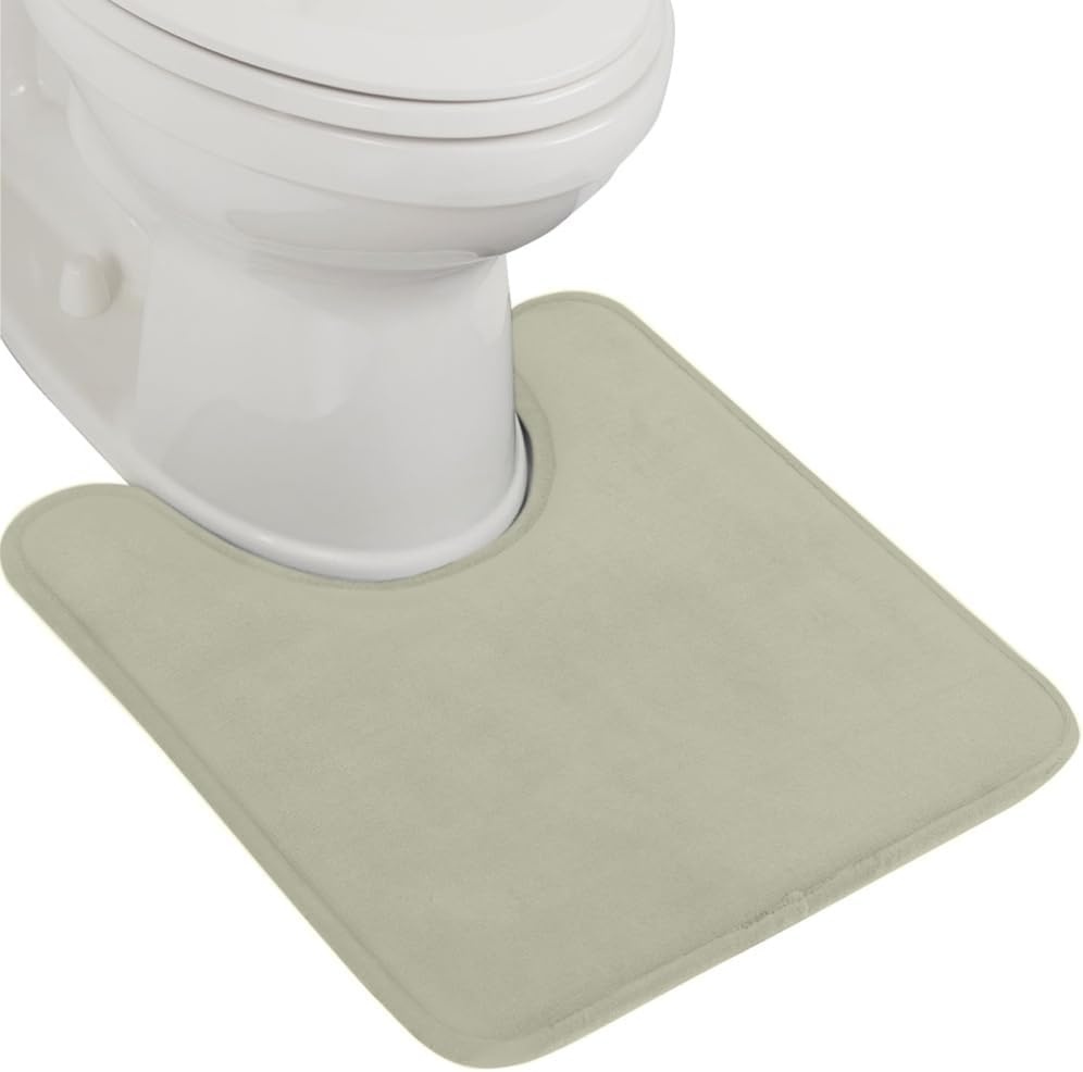 image:imageGORILLA GRIP Thick Memory Foam Toilet Rug for Bathroom U Shaped Washable Soft Absorbent Velvet Topside Floor Mats Machine Wash Cushioned Luxury Rugs for Bath Room 225x195 Graphite GraySage