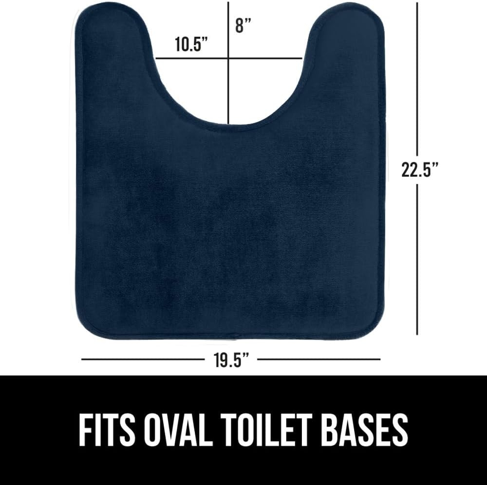 image:imageGORILLA GRIP Thick Memory Foam Toilet Rug for Bathroom U Shaped Washable Soft Absorbent Velvet Topside Floor Mats Machine Wash Cushioned Luxury Rugs for Bath Room 225x195 Graphite GrayNavy
