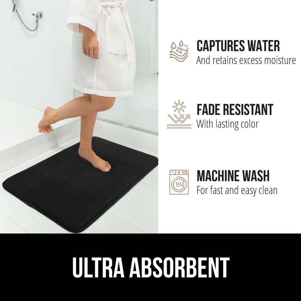 image:imageGORILLA GRIP Thick Memory Foam Toilet Rug for Bathroom U Shaped Washable Soft Absorbent Velvet Topside Floor Mats Machine Wash Cushioned Luxury Rugs for Bath Room 225x195 Graphite GrayBlack
