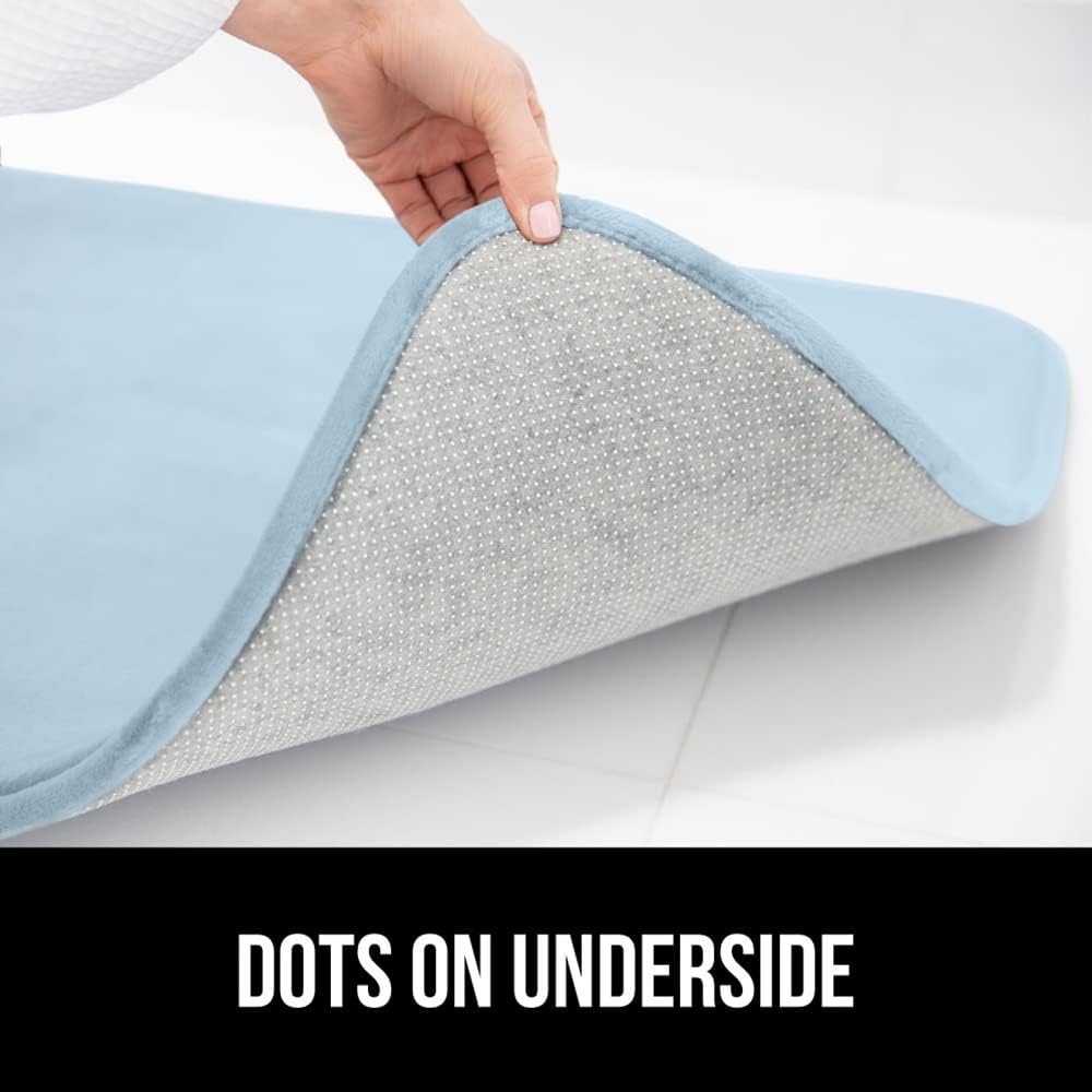 image:imageGORILLA GRIP Thick Memory Foam Toilet Rug for Bathroom U Shaped Washable Soft Absorbent Velvet Topside Floor Mats Machine Wash Cushioned Luxury Rugs for Bath Room 225x195 Graphite GrayLight Blue