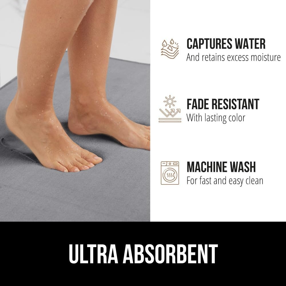 image:imageGORILLA GRIP Thick Memory Foam Toilet Rug for Bathroom U Shaped Washable Soft Absorbent Velvet Topside Floor Mats Machine Wash Cushioned Luxury Rugs for Bath Room 225x195 Graphite GrayGraphite Gray