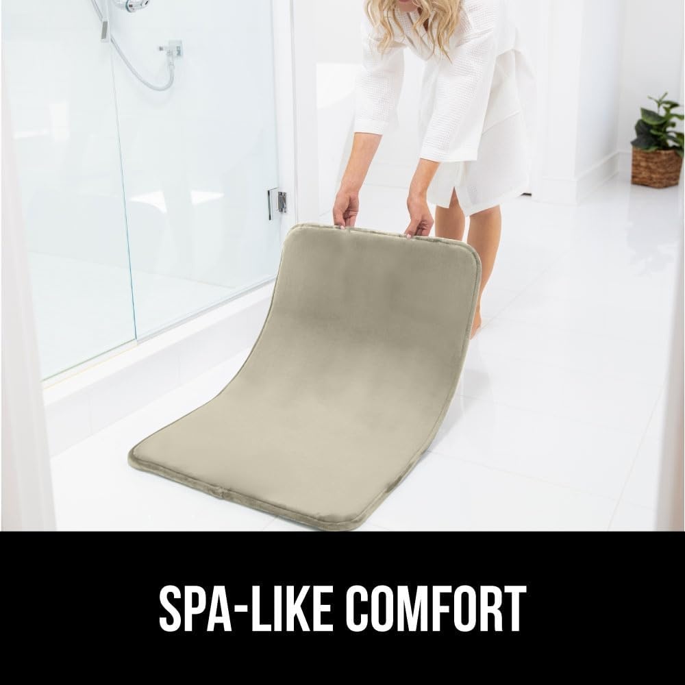 image:imageGORILLA GRIP Thick Memory Foam Toilet Rug for Bathroom U Shaped Washable Soft Absorbent Velvet Topside Floor Mats Machine Wash Cushioned Luxury Rugs for Bath Room 225x195 Graphite GrayChampagne