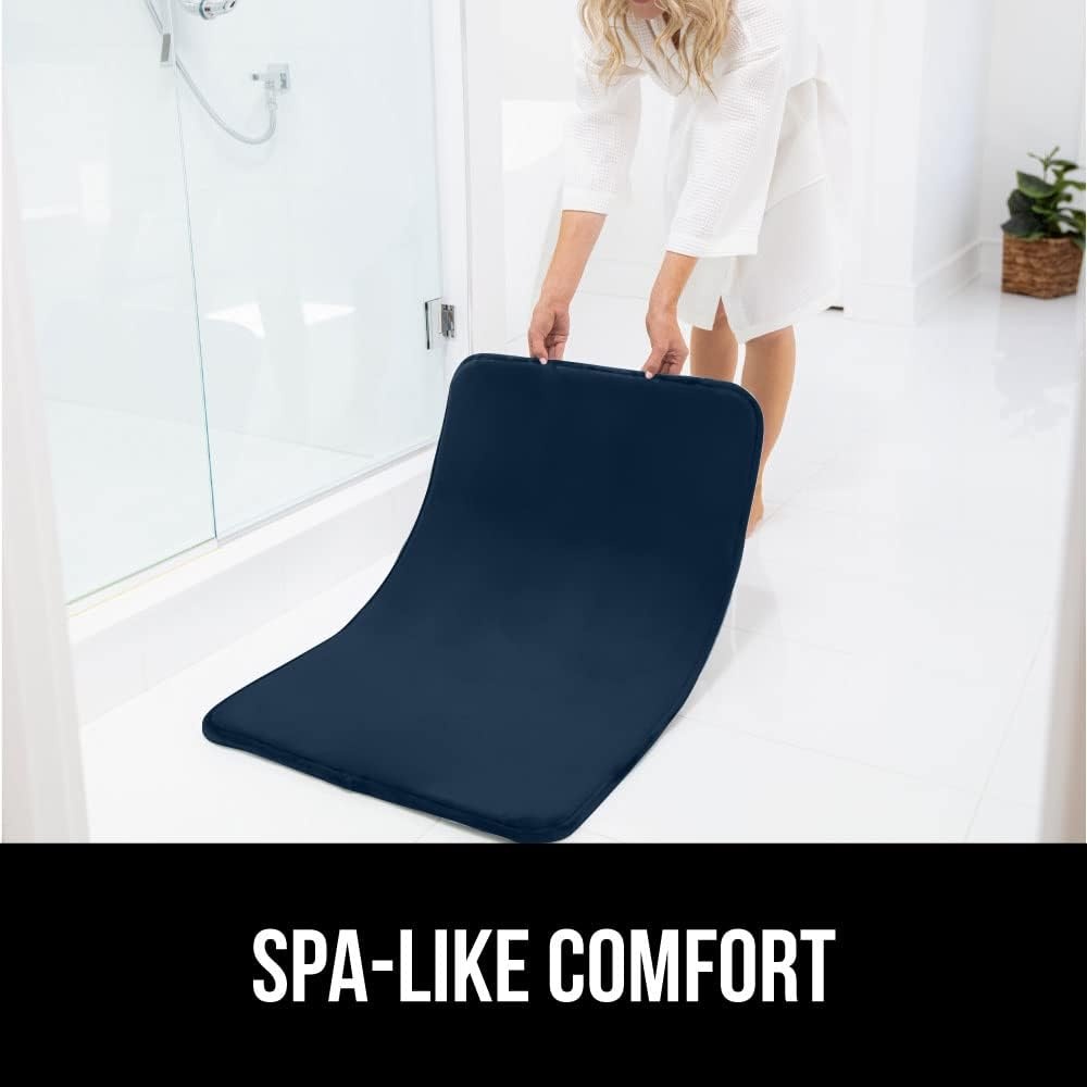 image:imageGORILLA GRIP Thick Memory Foam Toilet Rug for Bathroom U Shaped Washable Soft Absorbent Velvet Topside Floor Mats Machine Wash Cushioned Luxury Rugs for Bath Room 225x195 Graphite GrayNavy
