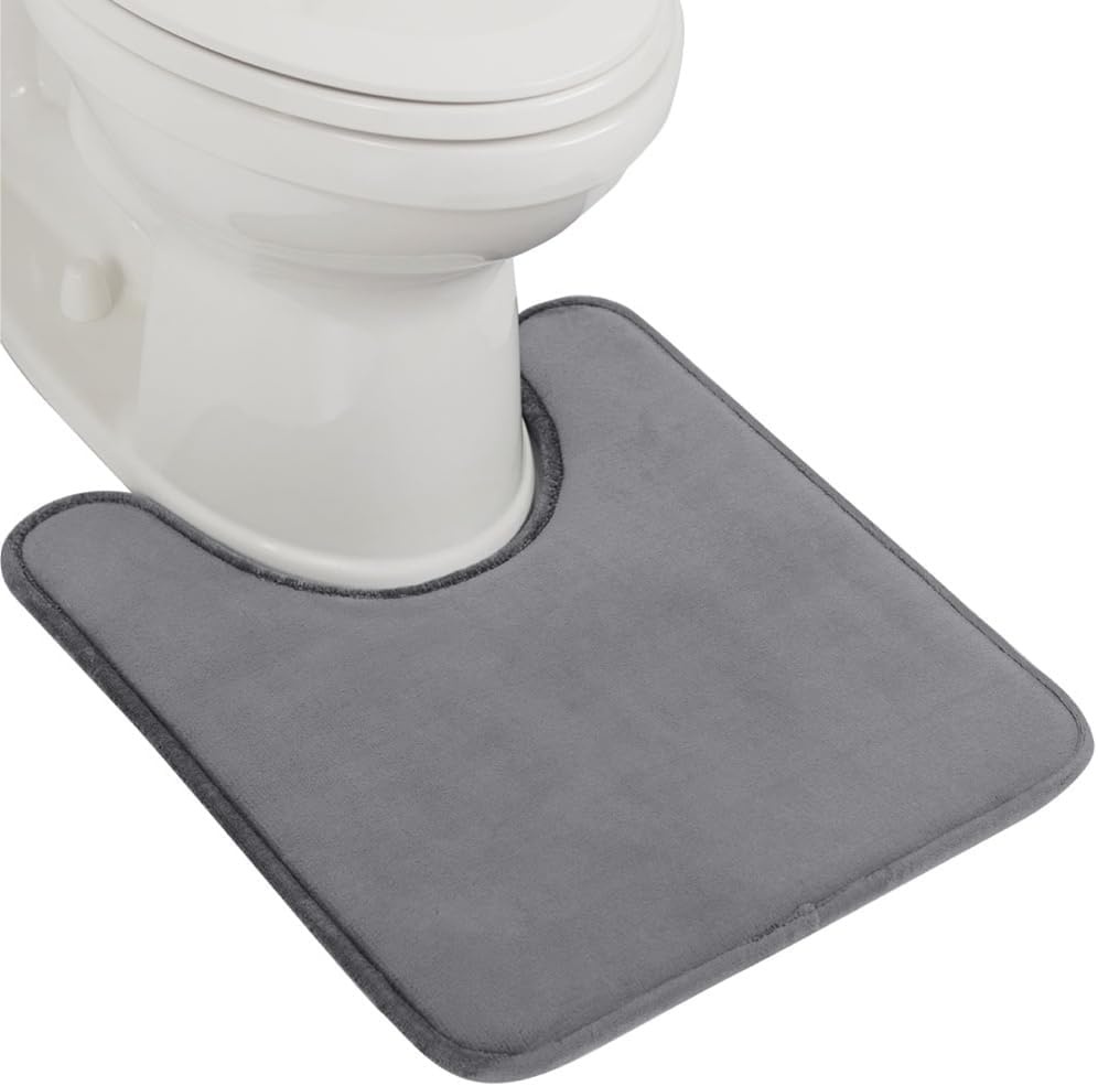image:imageGORILLA GRIP Thick Memory Foam Toilet Rug for Bathroom U Shaped Washable Soft Absorbent Velvet Topside Floor Mats Machine Wash Cushioned Luxury Rugs for Bath Room 225x195 Graphite GrayGraphite Gray