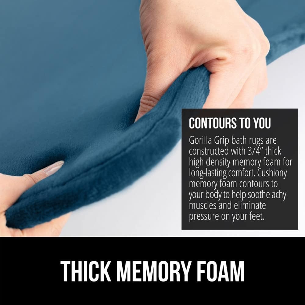 image:imageGORILLA GRIP Thick Memory Foam Toilet Rug for Bathroom U Shaped Washable Soft Absorbent Velvet Topside Floor Mats Machine Wash Cushioned Luxury Rugs for Bath Room 225x195 Graphite GrayBlue