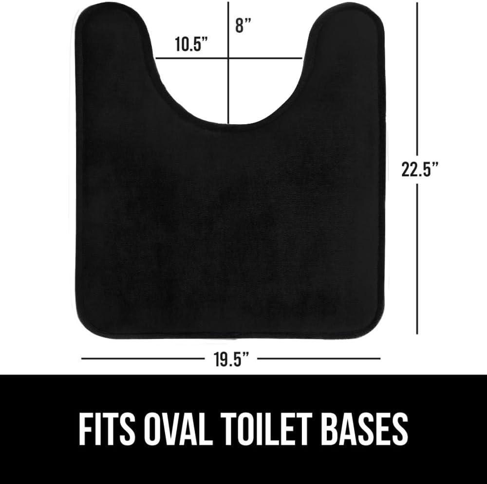 image:imageGORILLA GRIP Thick Memory Foam Toilet Rug for Bathroom U Shaped Washable Soft Absorbent Velvet Topside Floor Mats Machine Wash Cushioned Luxury Rugs for Bath Room 225x195 Graphite GrayBlack