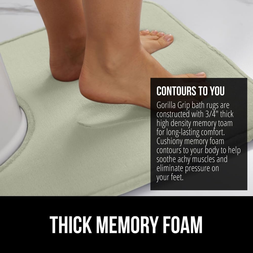 image:imageGORILLA GRIP Thick Memory Foam Toilet Rug for Bathroom U Shaped Washable Soft Absorbent Velvet Topside Floor Mats Machine Wash Cushioned Luxury Rugs for Bath Room 225x195 Graphite GraySage