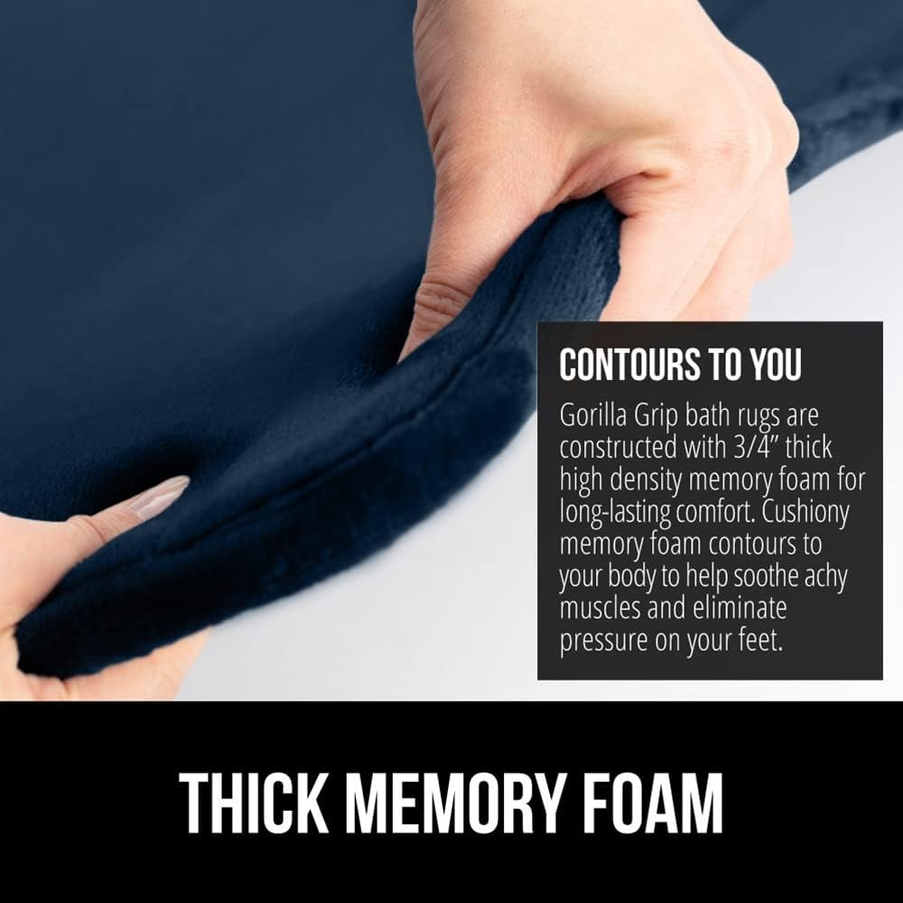 image:imageGORILLA GRIP Thick Memory Foam Toilet Rug for Bathroom U Shaped Washable Soft Absorbent Velvet Topside Floor Mats Machine Wash Cushioned Luxury Rugs for Bath Room 225x195 Graphite GrayNavy