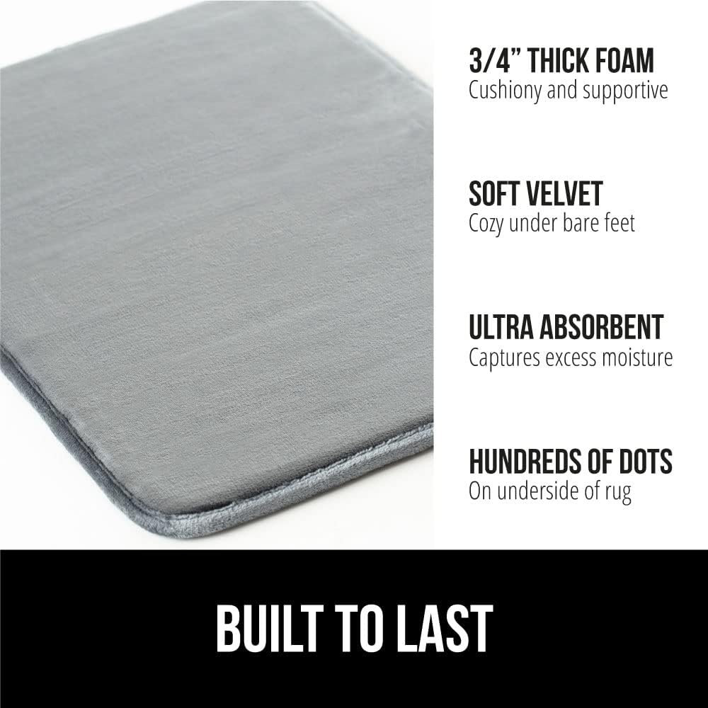 image:imageGORILLA GRIP Thick Memory Foam Toilet Rug for Bathroom U Shaped Washable Soft Absorbent Velvet Topside Floor Mats Machine Wash Cushioned Luxury Rugs for Bath Room 225x195 Graphite GrayGraphite Gray