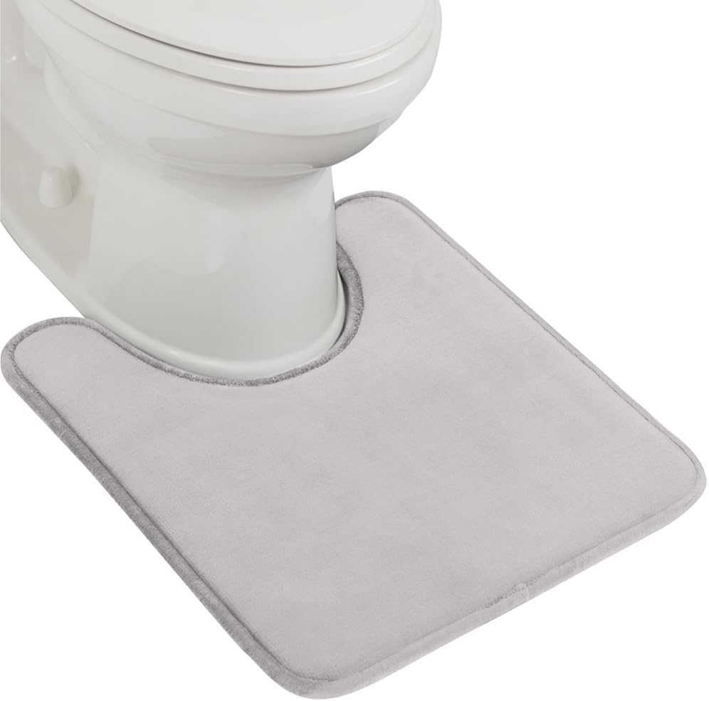 image:imageGORILLA GRIP Thick Memory Foam Toilet Rug for Bathroom U Shaped Washable Soft Absorbent Velvet Topside Floor Mats Machine Wash Cushioned Luxury Rugs for Bath Room 225x195 Graphite GrayLight Gray