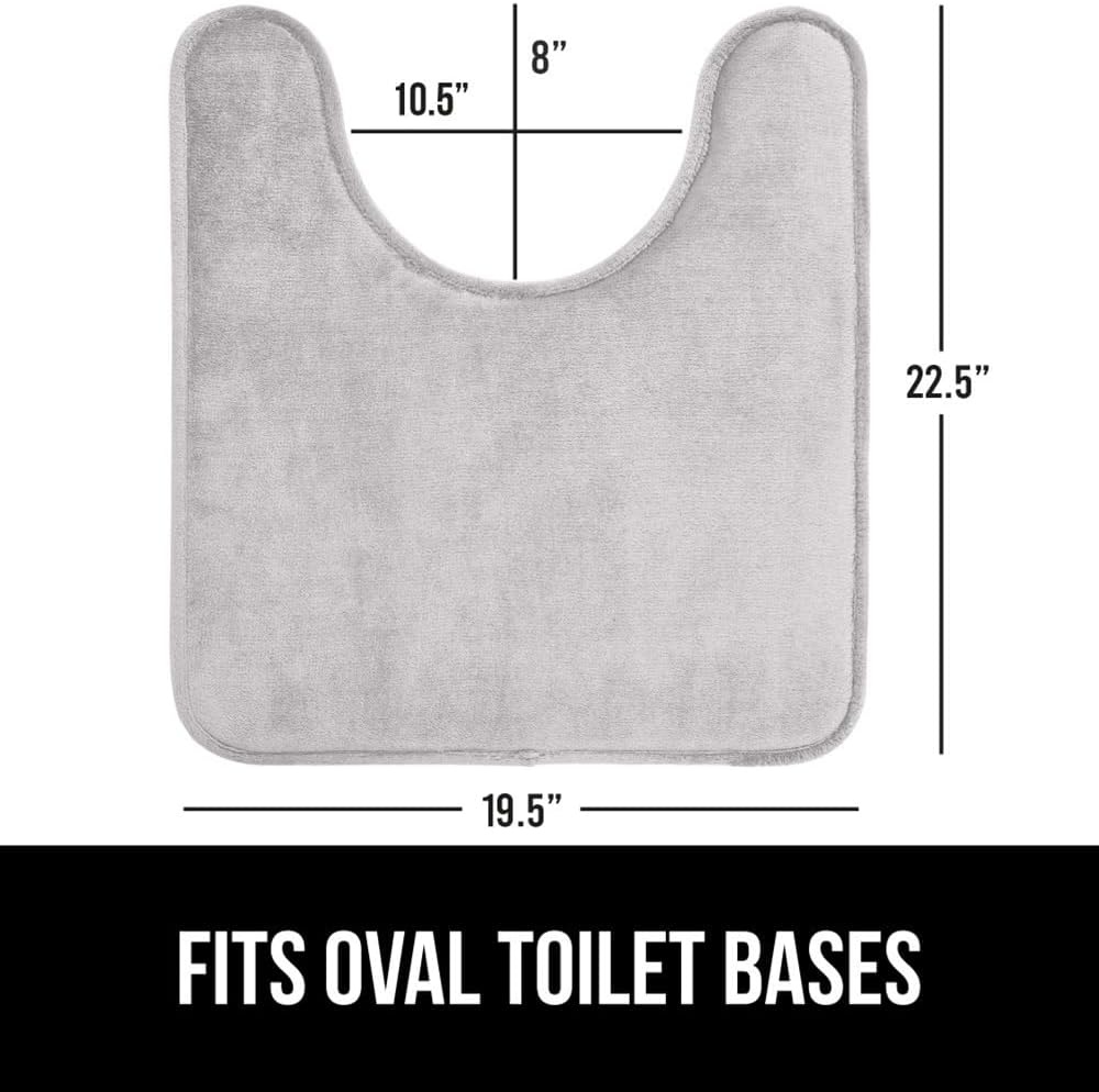 image:imageGORILLA GRIP Thick Memory Foam Toilet Rug for Bathroom U Shaped Washable Soft Absorbent Velvet Topside Floor Mats Machine Wash Cushioned Luxury Rugs for Bath Room 225x195 Graphite GrayLight Gray