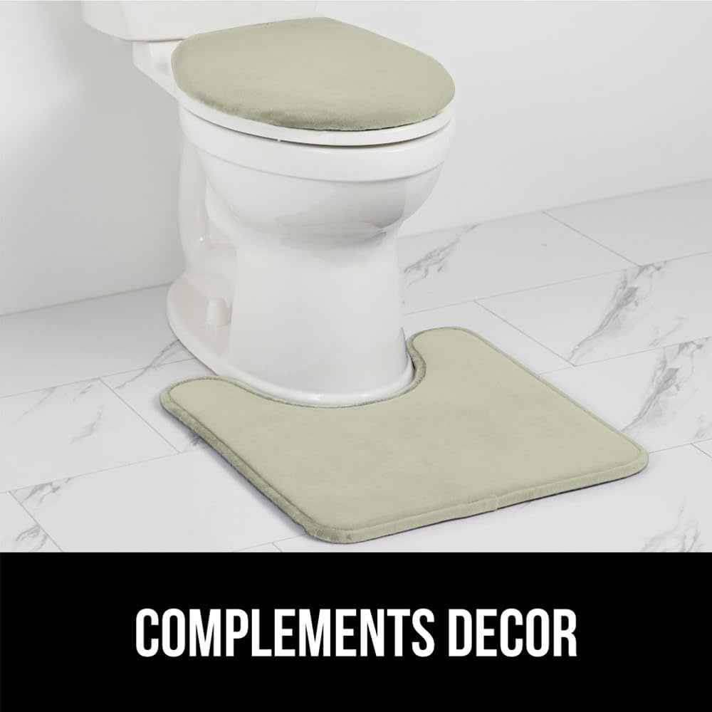 image:imageGORILLA GRIP Thick Memory Foam Toilet Rug for Bathroom U Shaped Washable Soft Absorbent Velvet Topside Floor Mats Machine Wash Cushioned Luxury Rugs for Bath Room 225x195 Graphite GraySage