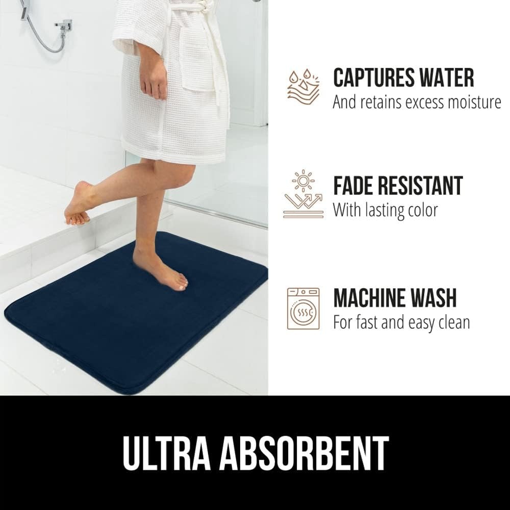 image:imageGORILLA GRIP Thick Memory Foam Toilet Rug for Bathroom U Shaped Washable Soft Absorbent Velvet Topside Floor Mats Machine Wash Cushioned Luxury Rugs for Bath Room 225x195 Graphite GrayNavy