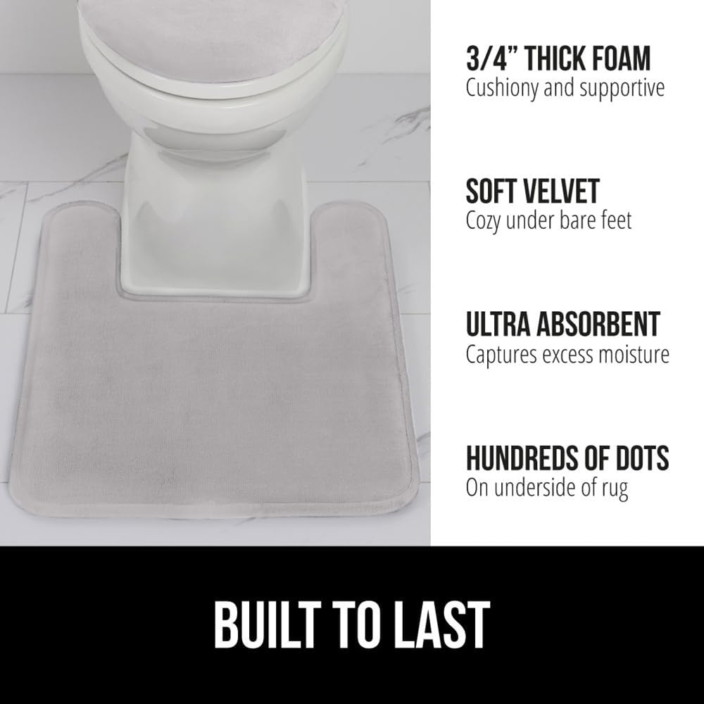 image:imageGORILLA GRIP Thick Memory Foam Toilet Rug for Bathroom U Shaped Washable Soft Absorbent Velvet Topside Floor Mats Machine Wash Cushioned Luxury Rugs for Bath Room 225x195 Graphite GrayLight Gray