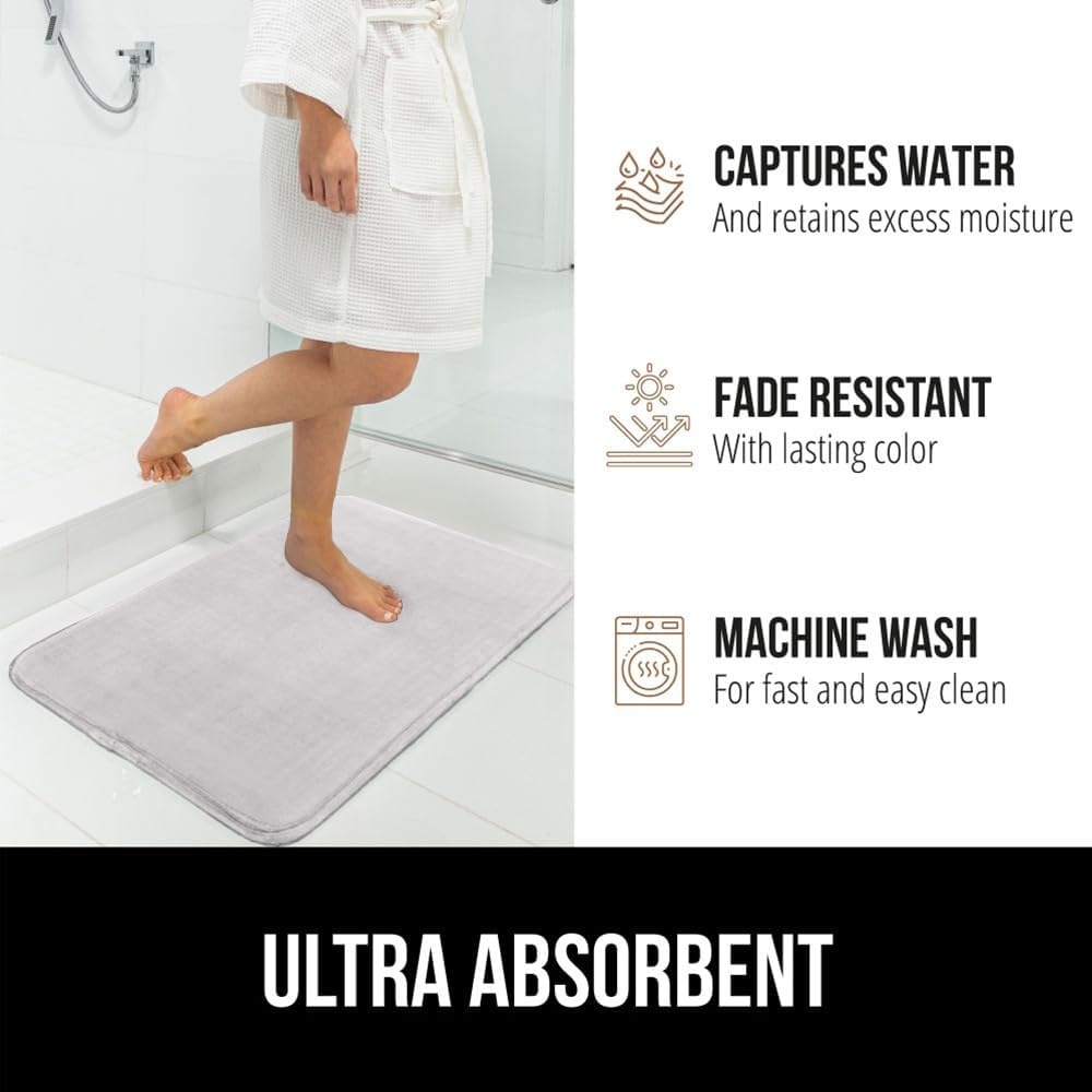 image:imageGORILLA GRIP Thick Memory Foam Toilet Rug for Bathroom U Shaped Washable Soft Absorbent Velvet Topside Floor Mats Machine Wash Cushioned Luxury Rugs for Bath Room 225x195 Graphite GrayLight Gray
