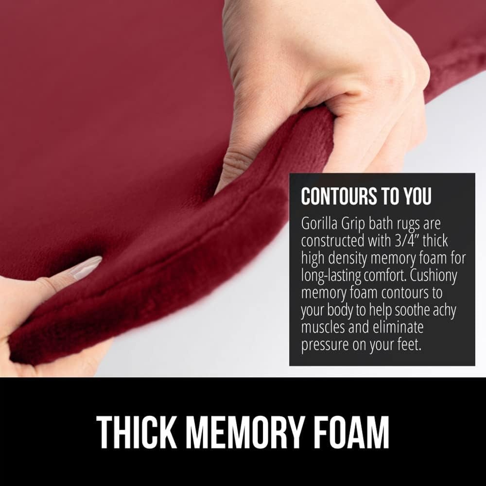 image:imageGORILLA GRIP Thick Memory Foam Toilet Rug for Bathroom U Shaped Washable Soft Absorbent Velvet Topside Floor Mats Machine Wash Cushioned Luxury Rugs for Bath Room 225x195 Graphite GrayBurgundy