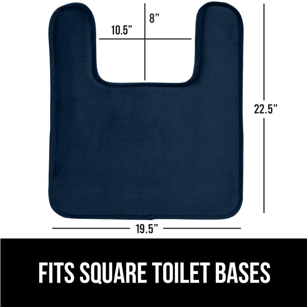 image:imageGORILLA GRIP Thick Memory Foam Toilet Rug for Bathroom U Shaped Washable Soft Absorbent Velvet Topside Floor Mats Machine Wash Cushioned Luxury Rugs for Bath Room 225x195 Graphite GrayNavy