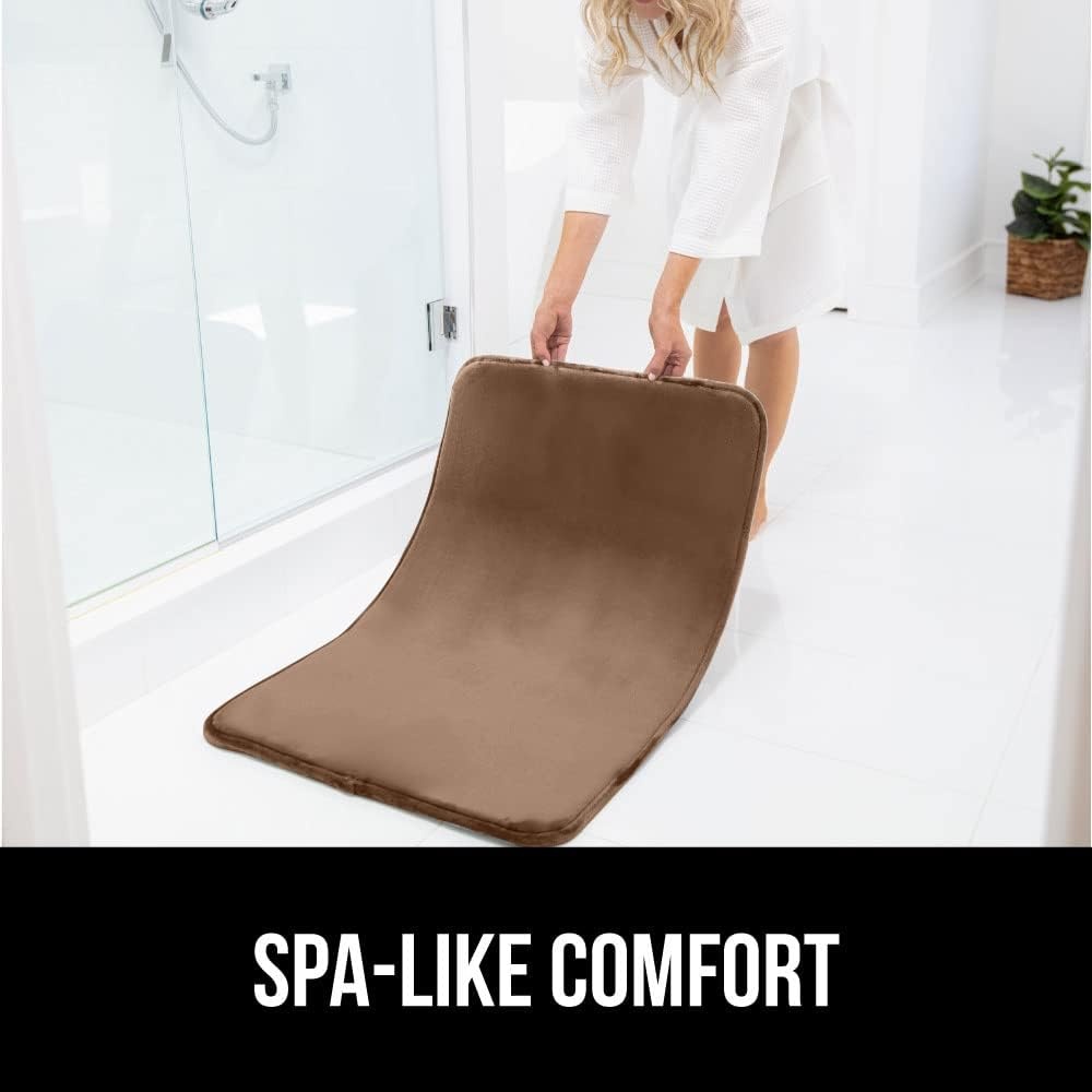image:imageGORILLA GRIP Thick Memory Foam Toilet Rug for Bathroom U Shaped Washable Soft Absorbent Velvet Topside Floor Mats Machine Wash Cushioned Luxury Rugs for Bath Room 225x195 Graphite GrayTaupe