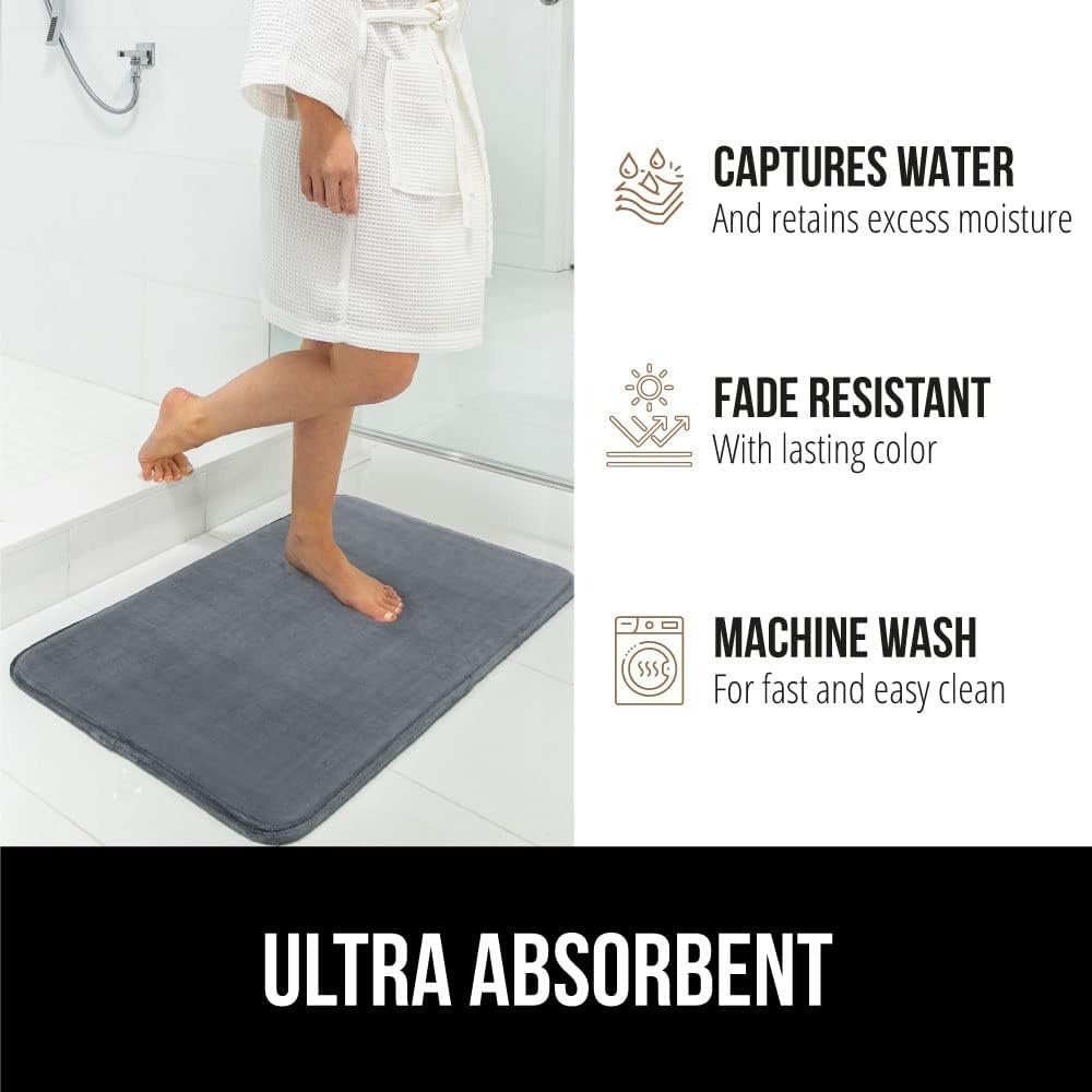 image:imageGORILLA GRIP Thick Memory Foam Toilet Rug for Bathroom U Shaped Washable Soft Absorbent Velvet Topside Floor Mats Machine Wash Cushioned Luxury Rugs for Bath Room 225x195 Graphite GrayGraphite Gray