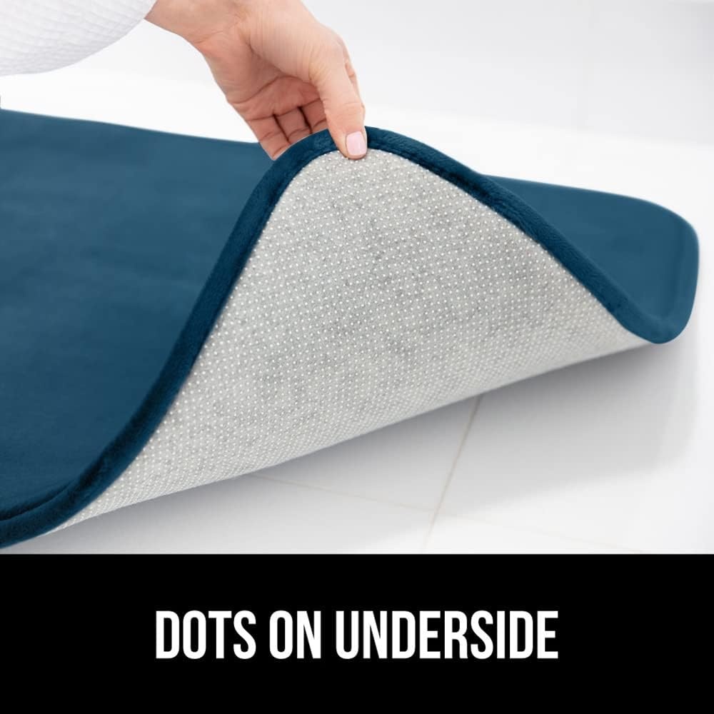 image:imageGORILLA GRIP Thick Memory Foam Toilet Rug for Bathroom U Shaped Washable Soft Absorbent Velvet Topside Floor Mats Machine Wash Cushioned Luxury Rugs for Bath Room 225x195 Graphite GrayBlue