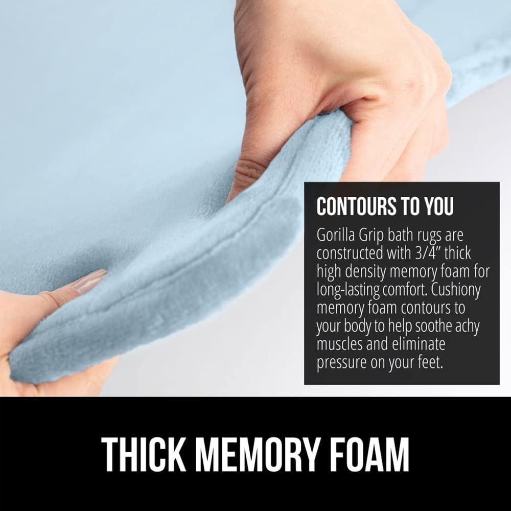 image:imageGORILLA GRIP Thick Memory Foam Toilet Rug for Bathroom U Shaped Washable Soft Absorbent Velvet Topside Floor Mats Machine Wash Cushioned Luxury Rugs for Bath Room 225x195 Graphite GrayLight Blue