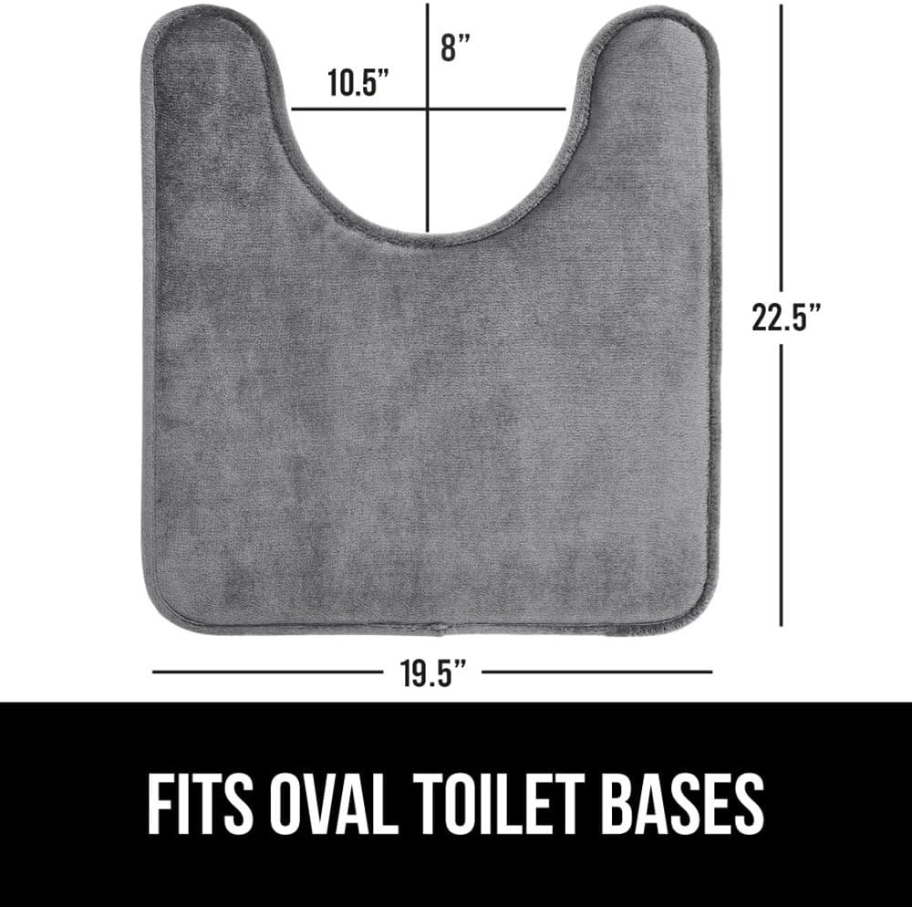 image:imageGORILLA GRIP Thick Memory Foam Toilet Rug for Bathroom U Shaped Washable Soft Absorbent Velvet Topside Floor Mats Machine Wash Cushioned Luxury Rugs for Bath Room 225x195 Graphite GrayGraphite Gray