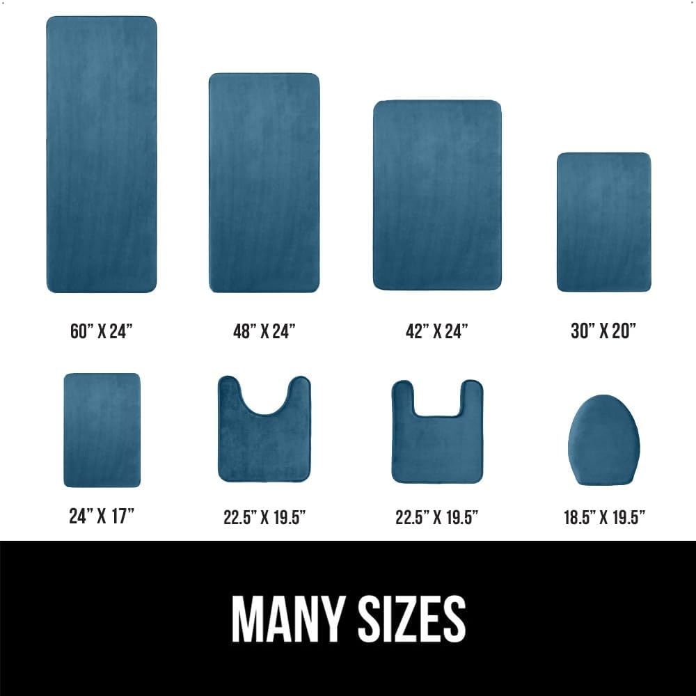 image:imageGORILLA GRIP Thick Memory Foam Toilet Rug for Bathroom U Shaped Washable Soft Absorbent Velvet Topside Floor Mats Machine Wash Cushioned Luxury Rugs for Bath Room 225x195 Graphite GrayBlue
