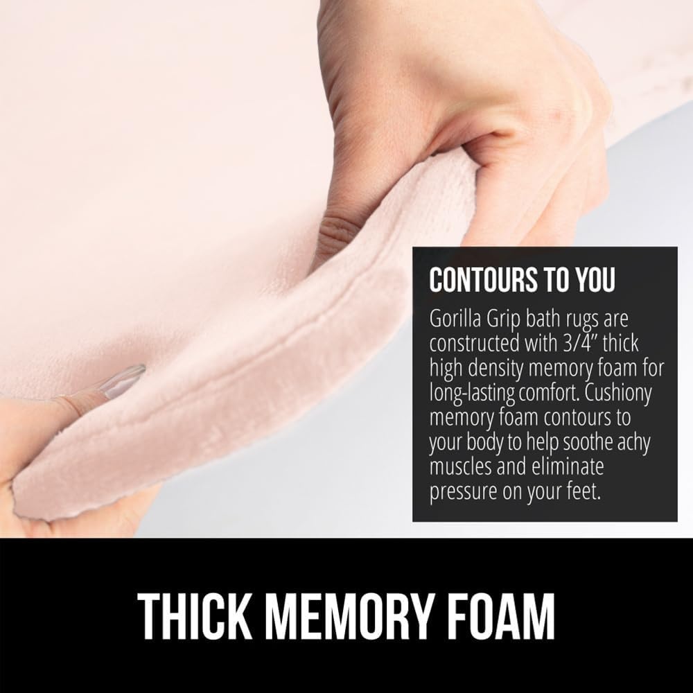 image:imageGORILLA GRIP Thick Memory Foam Toilet Rug for Bathroom U Shaped Washable Soft Absorbent Velvet Topside Floor Mats Machine Wash Cushioned Luxury Rugs for Bath Room 225x195 Graphite GrayPink