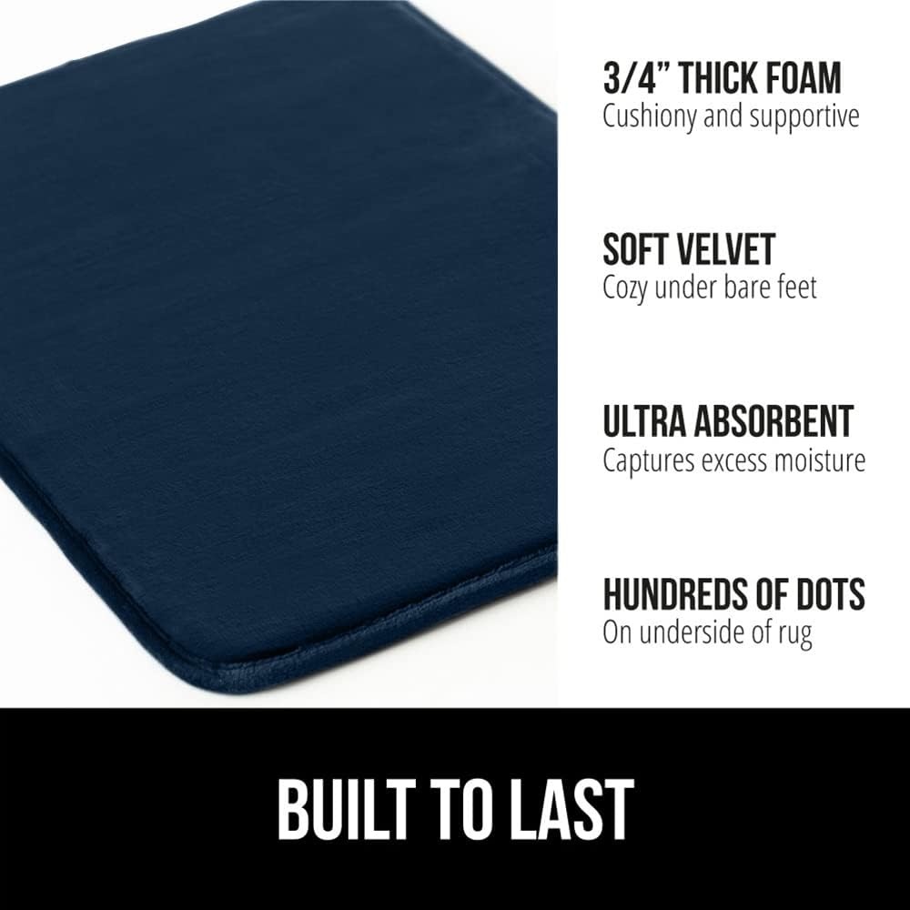 image:imageGORILLA GRIP Thick Memory Foam Toilet Rug for Bathroom U Shaped Washable Soft Absorbent Velvet Topside Floor Mats Machine Wash Cushioned Luxury Rugs for Bath Room 225x195 Graphite GrayNavy