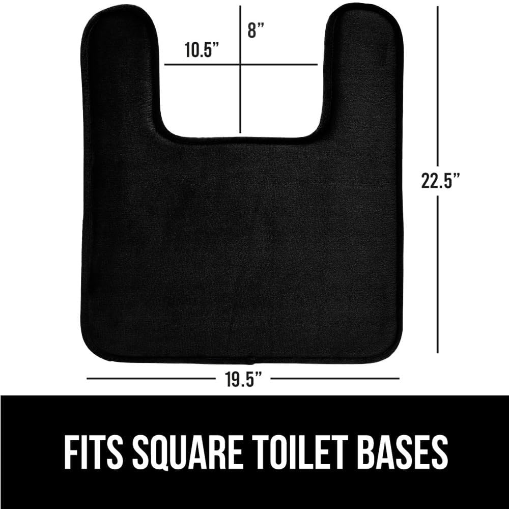 image:imageGORILLA GRIP Thick Memory Foam Toilet Rug for Bathroom U Shaped Washable Soft Absorbent Velvet Topside Floor Mats Machine Wash Cushioned Luxury Rugs for Bath Room 225x195 Graphite GrayBlack