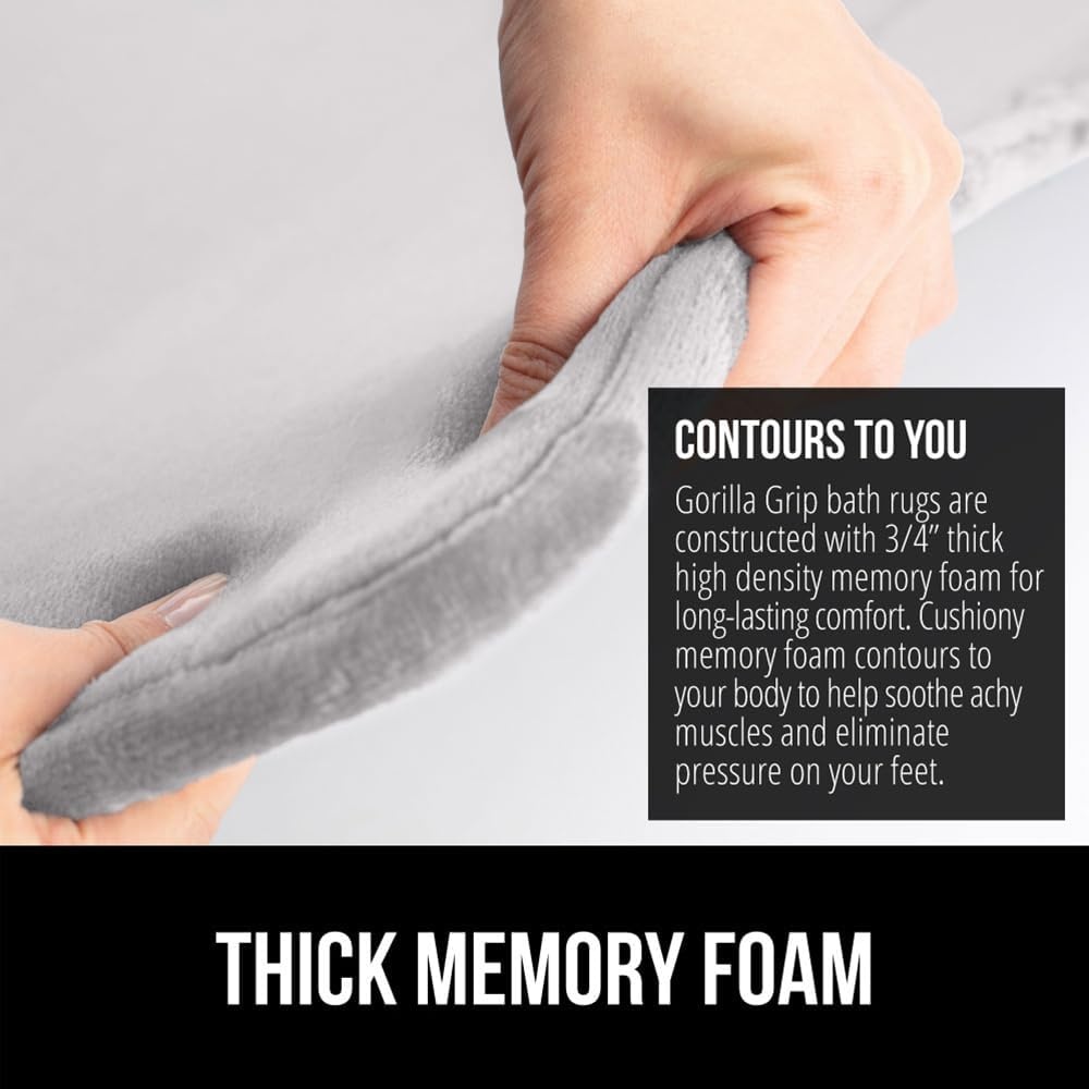 image:imageGORILLA GRIP Thick Memory Foam Toilet Rug for Bathroom U Shaped Washable Soft Absorbent Velvet Topside Floor Mats Machine Wash Cushioned Luxury Rugs for Bath Room 225x195 Graphite GrayLight Gray