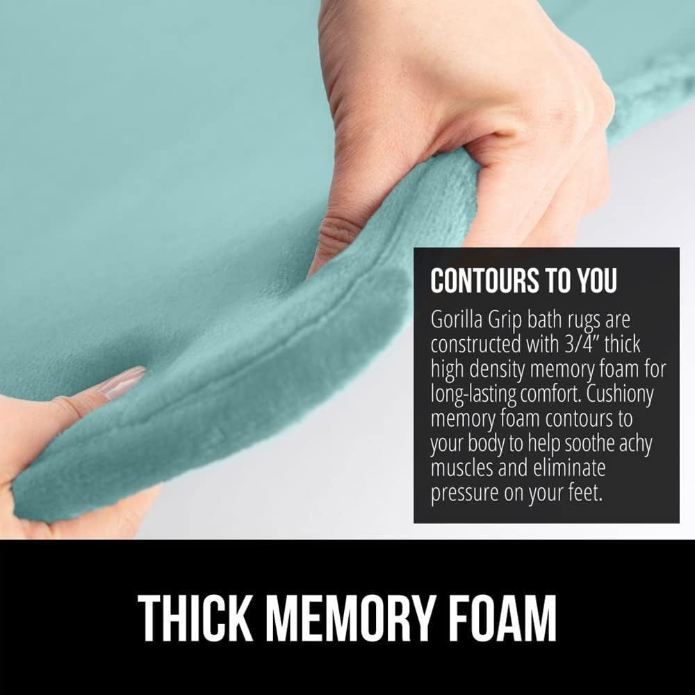 image:imageGORILLA GRIP Thick Memory Foam Toilet Rug for Bathroom U Shaped Washable Soft Absorbent Velvet Topside Floor Mats Machine Wash Cushioned Luxury Rugs for Bath Room 225x195 Graphite GraySeablue