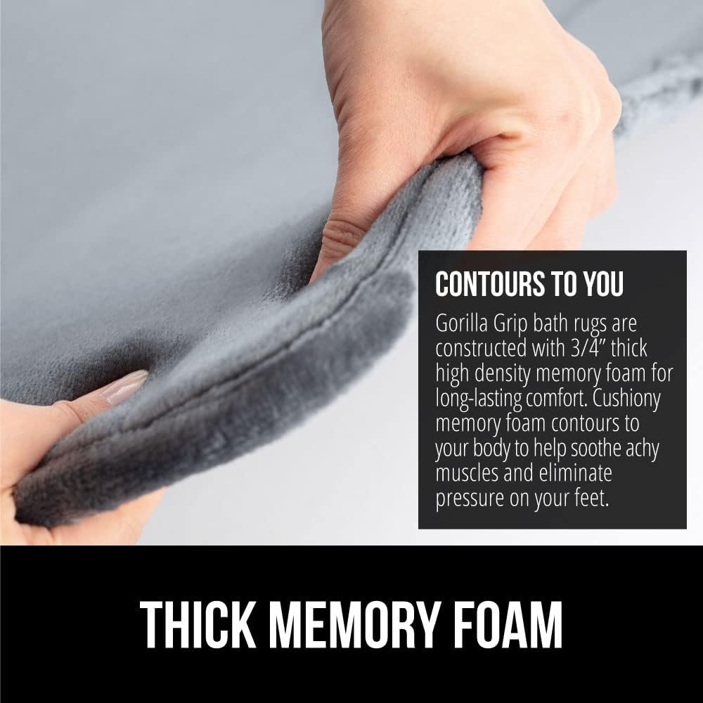 image:imageGORILLA GRIP Thick Memory Foam Toilet Rug for Bathroom U Shaped Washable Soft Absorbent Velvet Topside Floor Mats Machine Wash Cushioned Luxury Rugs for Bath Room 225x195 Graphite GrayGraphite Gray